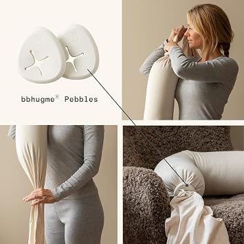 bbhugme Adjustable Nursing Pillow - Breastfeeding, Bottle Feeding, Baby Support - Adjustable Firmness and Fit - Washable Pillow Cover - Soft White/Vanilla