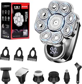 IPX7 Waterproof Wet & Dry Use Rechargeable 9D Razor Versatile 9D Floating Beard Trimmer Multifunction 9D Independent Floating Head Grooming Kit Quick Shave