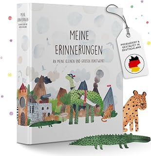 CALLUNA® Sammelordner "Meine Erinnerungen" mit Griffloch – KITA Ordner – Sammelordner Kindergarten – 100% in Deutschland gefertigt – inkl. EXTRA Schatzsuche-Spiel – Geschenk – Dinosaurier
