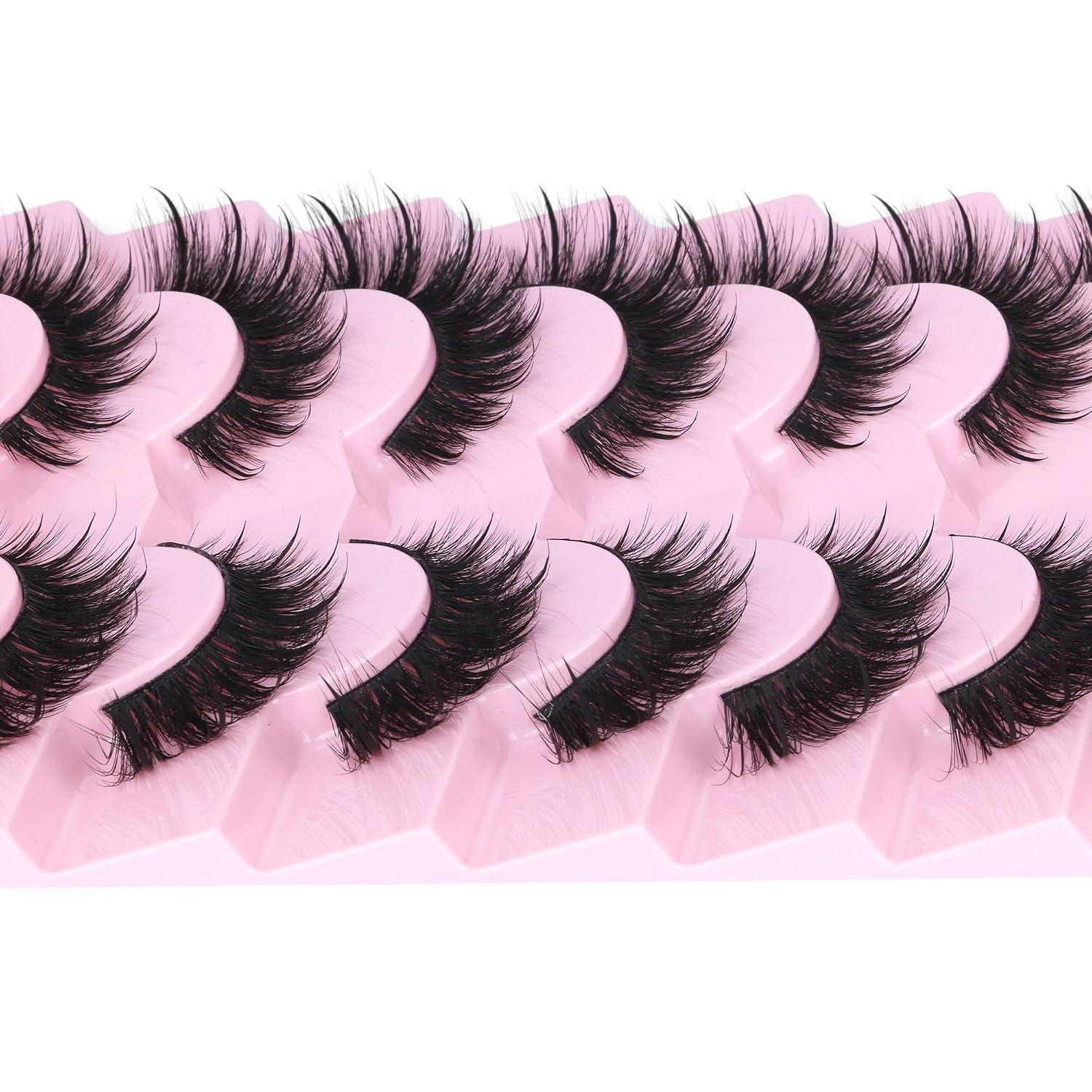 EYDEVRO False Eyelashes Wet Cat Eye Lashes Spiky Faux Mink Lashes Wispy Fairy Manga Lashes Natural Strip Lashes with Spikes 7 Pairs Pack
