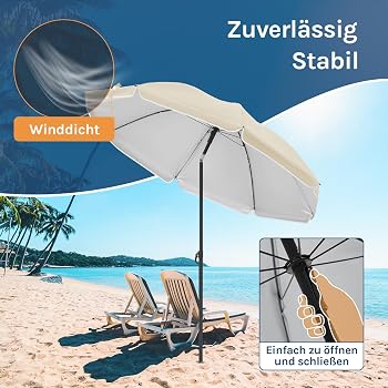 Ombrellone WOLTU Regolabile In Altezza E Inclinazione – 135/155/175 Cm, Protezione UPF50+, Impermeabile E Portatile Con Borsa
