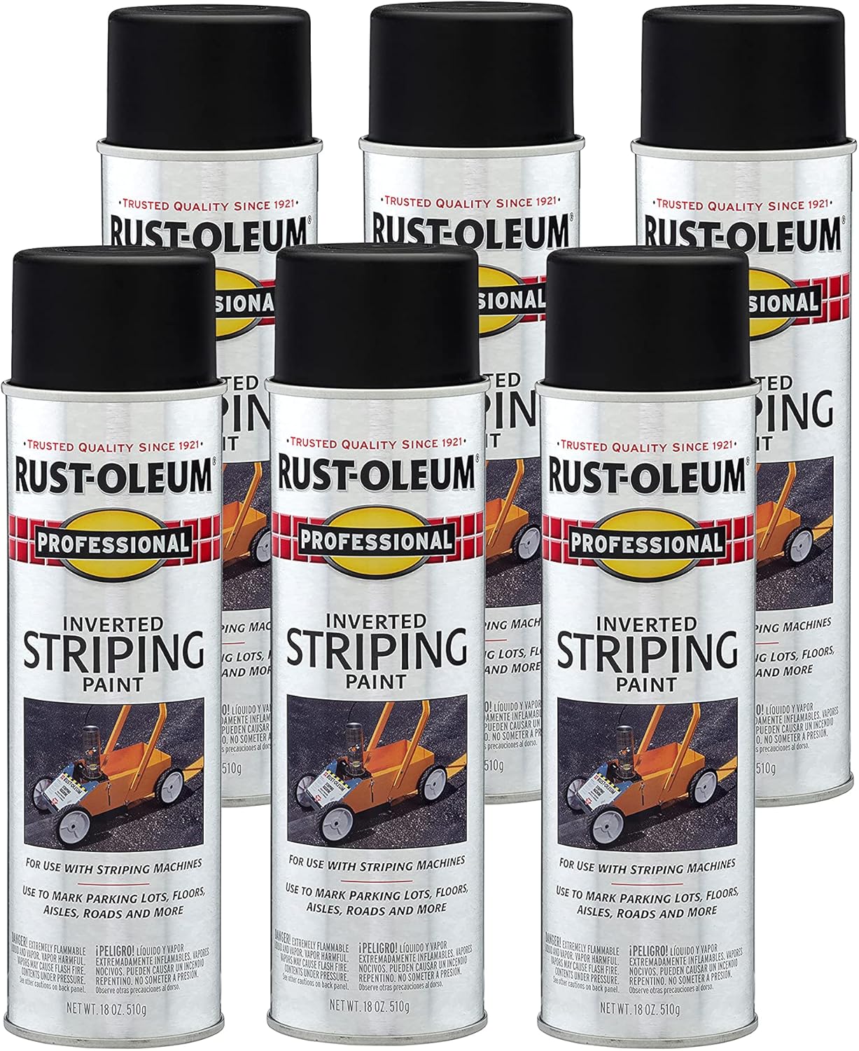 Rust-Oleum 2593838 Professional Inverted Striping Spray Paint, 18 oz, White