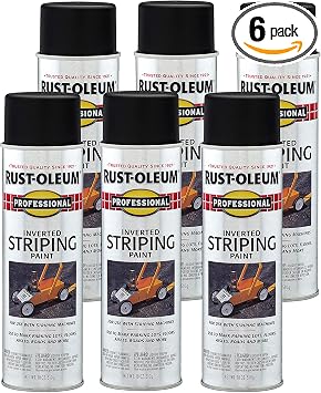 Rust-Oleum Professional Inverted Striping Black Spray Paint | Parking Lot Striping, Athletic Field Marking, High Visibility Lines, Upside Down Spray System, Durable Coverage, 18 oz