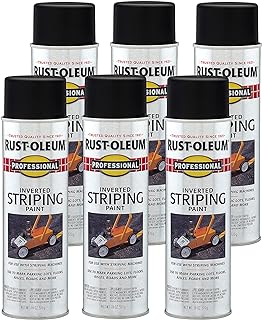 Rust-Oleum 2578838-6PK Professional Inverted Striping Spray Paint, 18 oz, Black, 6 Pack
