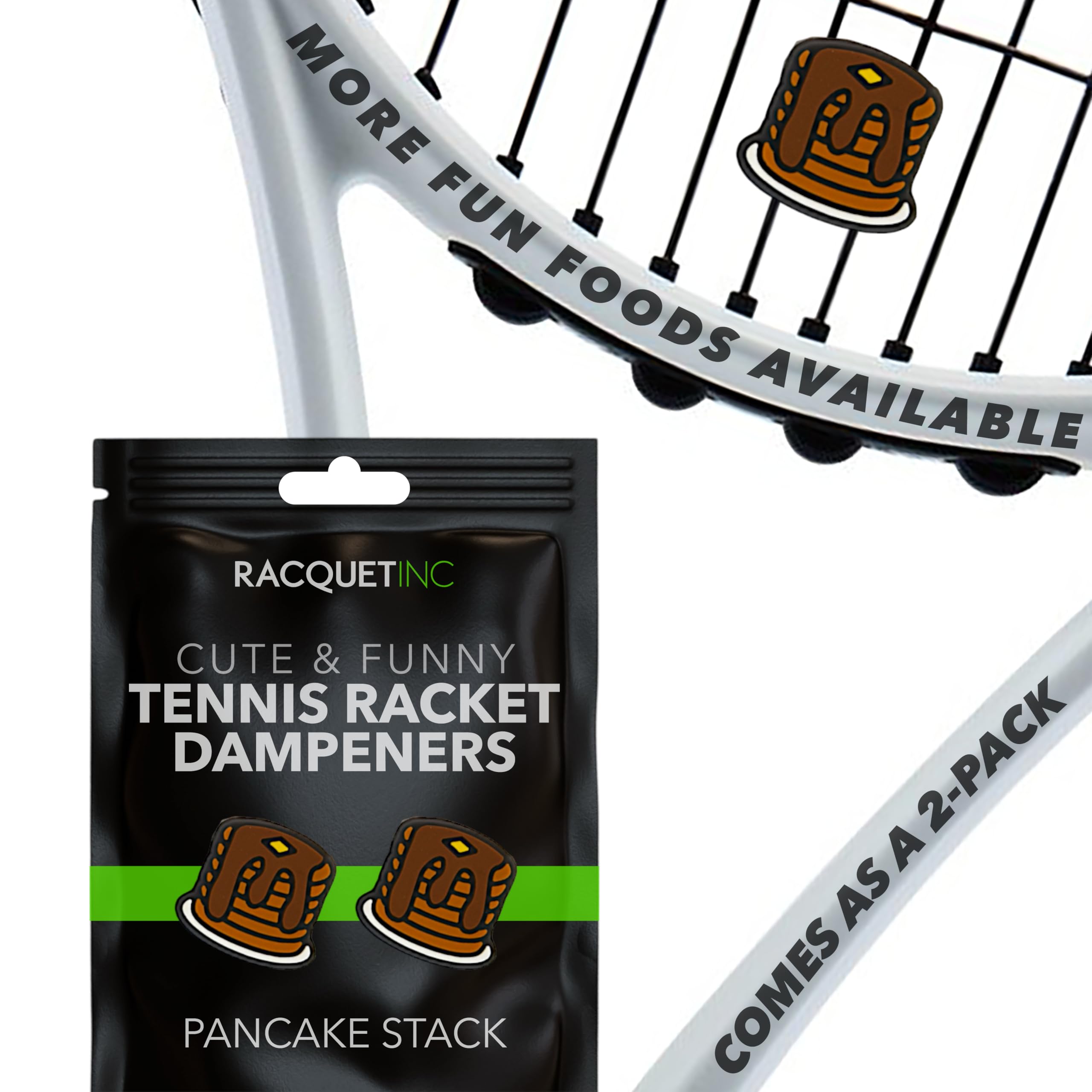 Racquet Inc. - Tennis Racket Vibration Dampeners - Shock Absorbing, Reduces String Vibration for Better Control & Comfort - Universal Fit for All Racquets - 2 Pack (Pancake Stack) — image 1