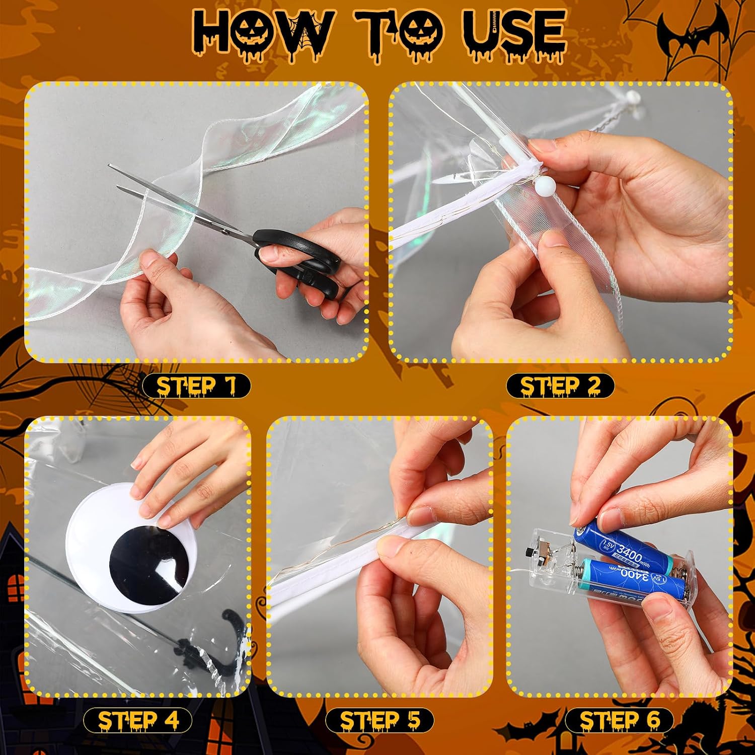 3 Pack Halloween Jellyfish Cosplay Set LED Light Umbrella