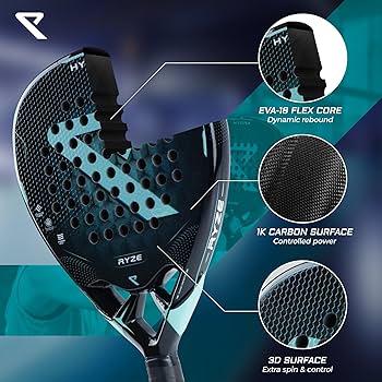 RYZE Raquette de Padel 100% Fibre de Carbone - Puissance Contrôle