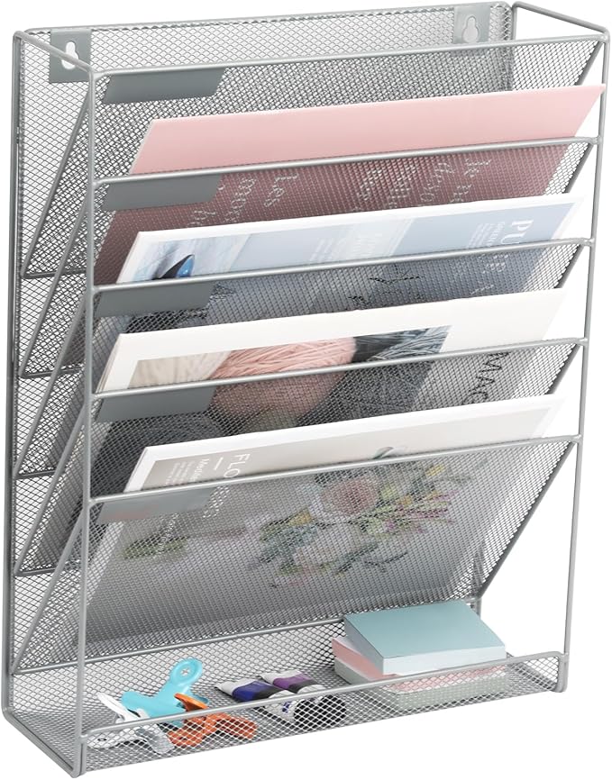 Amazon.com : EASEPRES Desk File Organizer Mesh 6-Tier, Hanging Wall ...