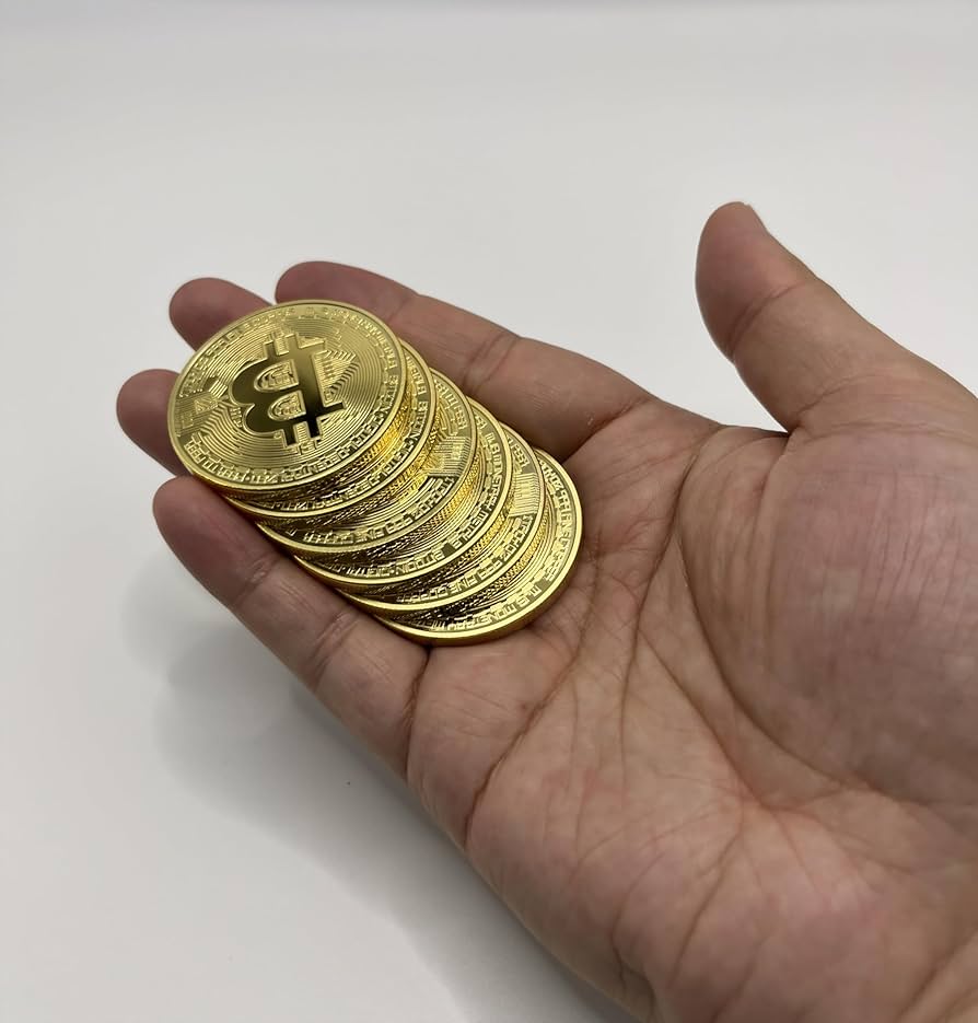 Amazon.com: 6PCS Gold Plated Bitcoin Coins - 40mm Diameter, 3mm Thickness  Commemorative Physical BTC Cryptocurrency Collectible with Clear Protective  Case, for Blockchain Enthusiasts : Toys & Games
