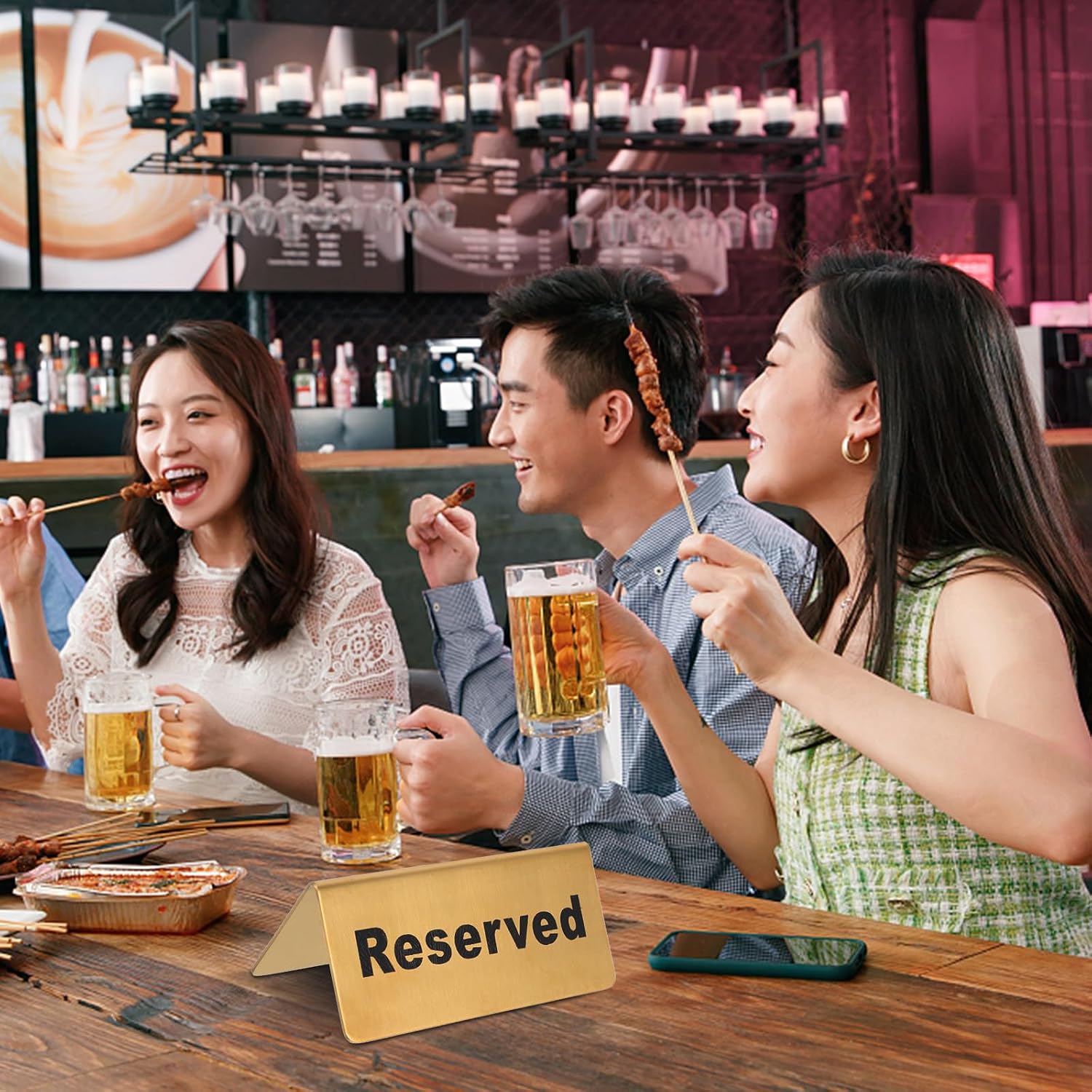 Reserved Table Sign Stainless Steel Gold Party Seating Card for Restaurant Wedding Hotel Event Tabletop Display