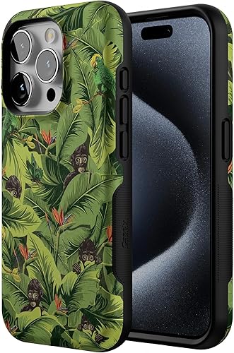Vista 611 de Casely Funda para iPhone 15 Pro Jardín Secreto Flores mixtas Funda atrevida Compatible con MagSafe y botón de acción Jardín Secreto Floral