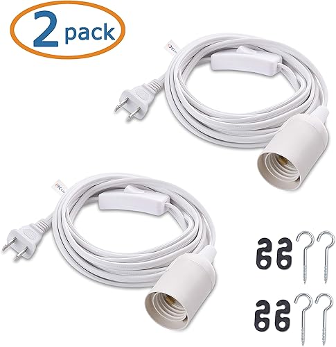 Miniatura 10 de Cable Matters Paquete de 2 cables de luz colgantes con interruptor de 8 pies (cable de luz colganteenchufe de luz con cable) en negro