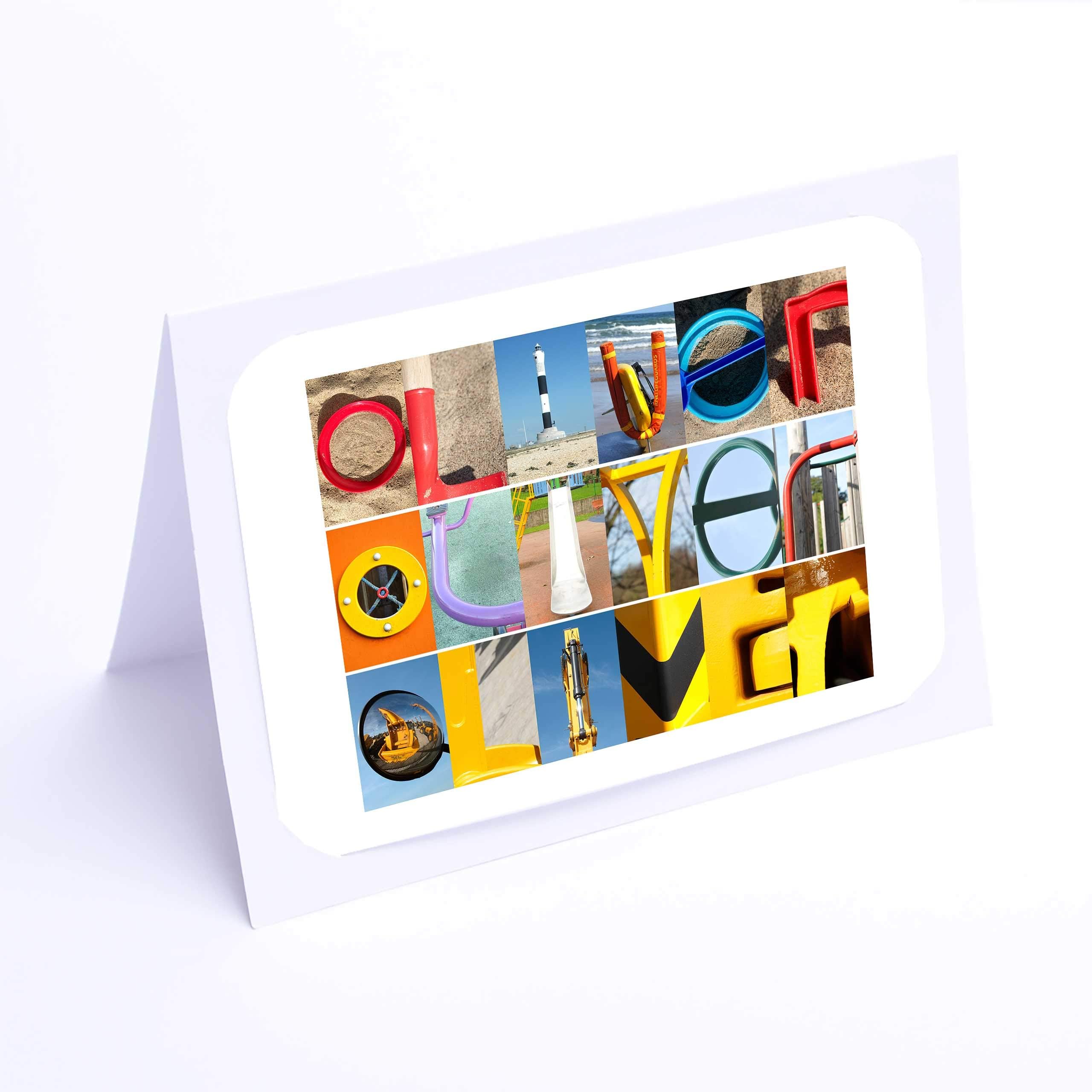 Personalised Cards OLIVER Boys 7x5 Photo Greeting Card K Z names