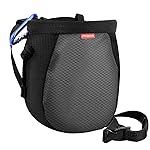 MoKo Rock Climbing Chalk Bag, Bouldering Chalk Pot Bucket with Adjustable Belt & Carabiner Drawstring Climbing Gear for Rock Climbing Weight Lifting Gymnastics Crossfit - Black & Gray