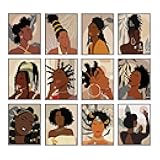 BigWig Prints Black Girl Wall Art - Hair Salon Wall Decor, Black Woman Art, Hair Salon Pictures Decor, African American Artwork for Stylist, Beauty Shop Decorations - Unframed Set Of 12 (8x10”)