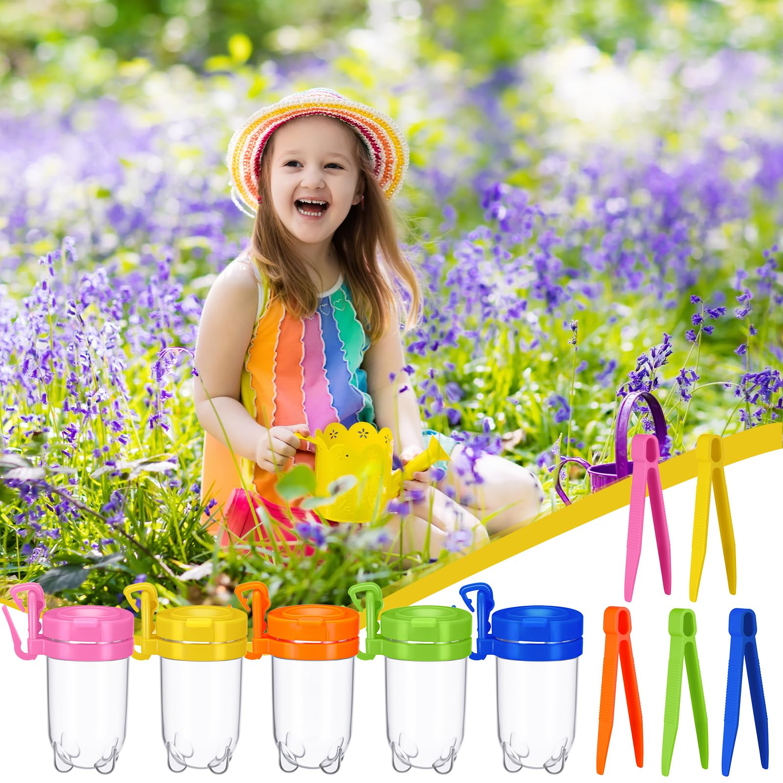 Baderke 10 Pieces Bug Viewer and Bug Insects Tweezer for Kids, Plastic Insect Box Container and Tweezers, Bug Catching Kit Insect Observation Kit for Kids Outdoor Science Nature Exploration - Image 5