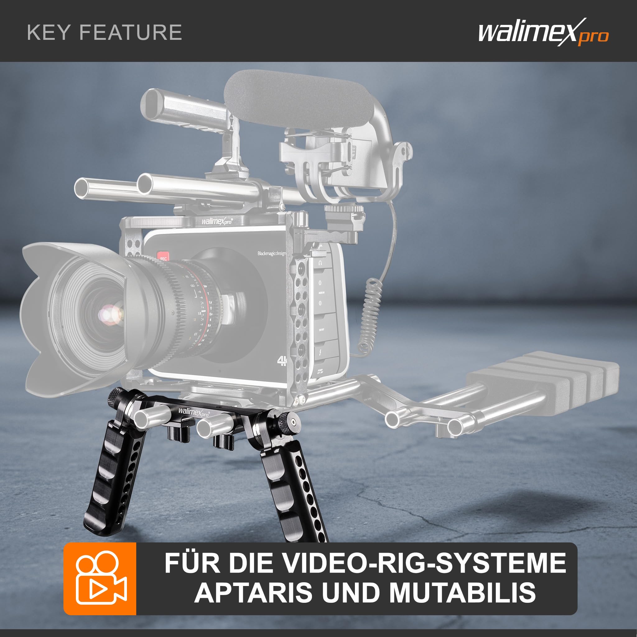 Walimex Pro 19900 Stabilisateur d'épaule/système de Soutien pour Appareil Photo Reflex/Caméra vidéo 15 mm