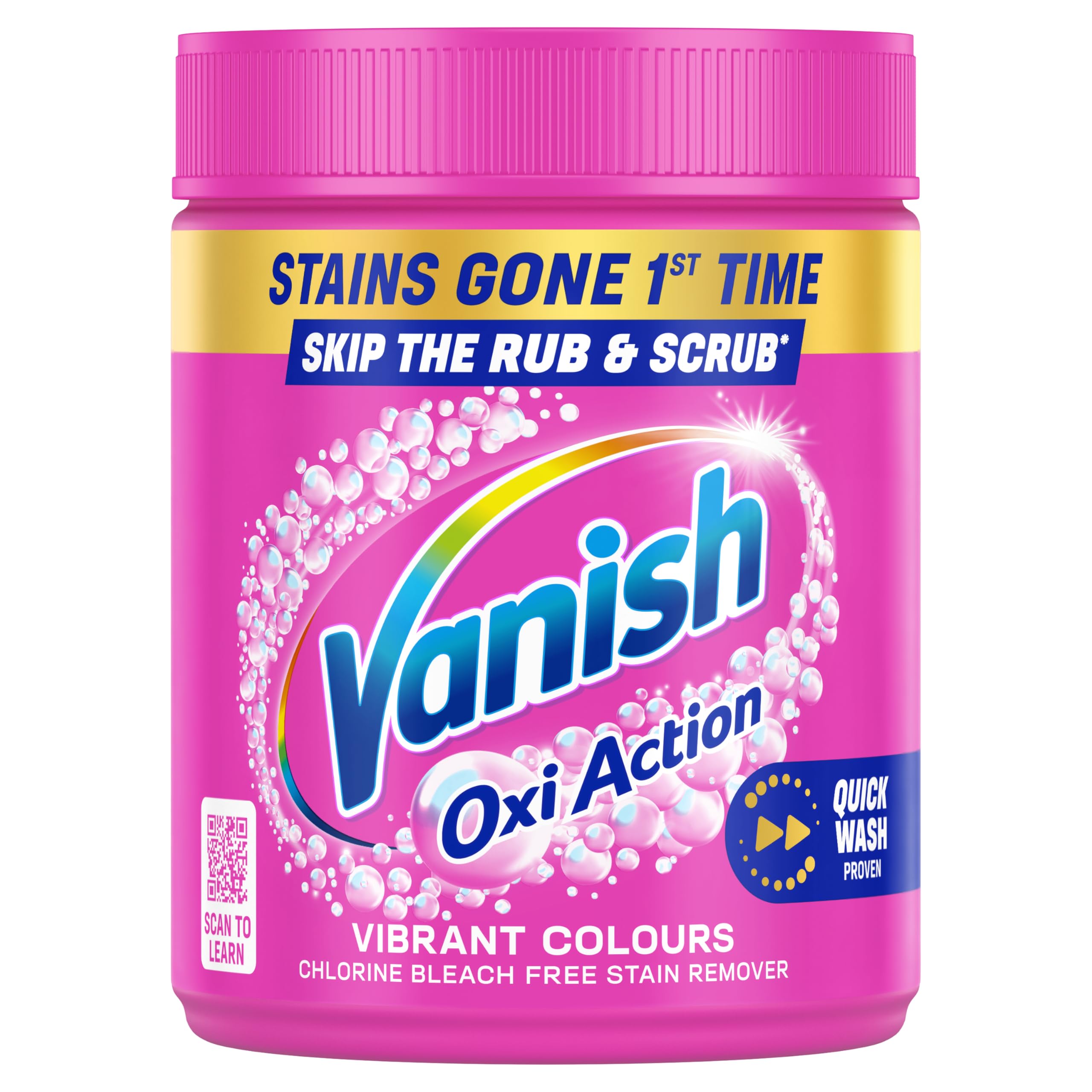 Gold Oxi Action Laundry Booster and Stain Remover Powder for Colours, Removes Tough Stains In A 30 Minute Wash, Keeps Colours Vibrant, Add a Scoop in Every Wash for Best Results, 470g
