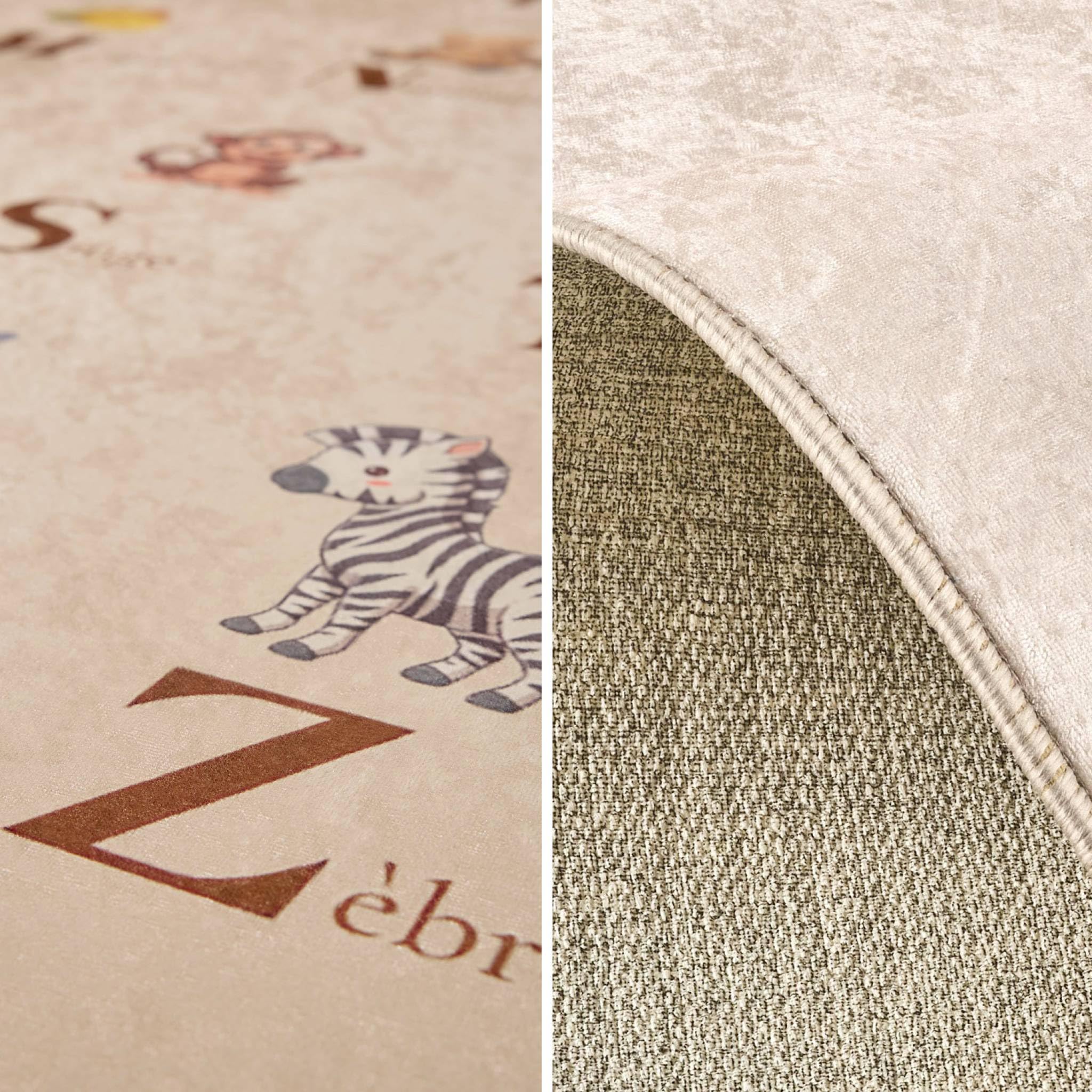 Alice's Garden sweeek - Tapis éducatif intérieur Enfant Beige imprimé abécédaire 120 x 160 cm - Scoty