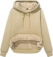 Vista 1 de MAGCOMSEN Sudaderas con capucha de sherpa para mujer, con forro polar, estilo casual, atlético, con bolsillo de canguro
