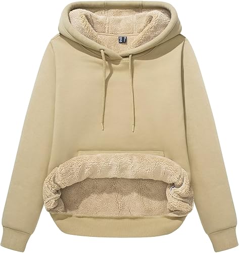 Miniatura 1 de MAGCOMSEN Sudaderas con capucha de sherpa para mujer, con forro polar, estilo casual, atlético, con bolsillo de canguro