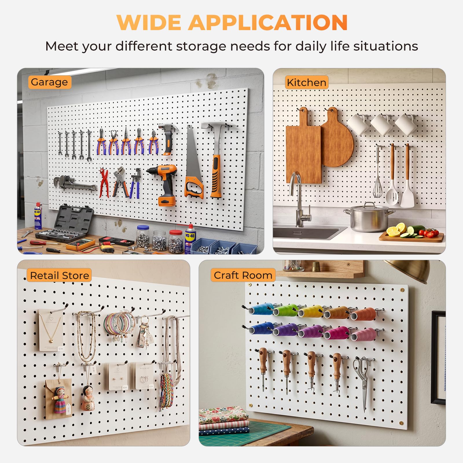 INCLY Pegboard Hooks - 50 Pack for Organized Storage -7 INCLY Pegboard Hooks - 50 Pack for Organized Storage -7
