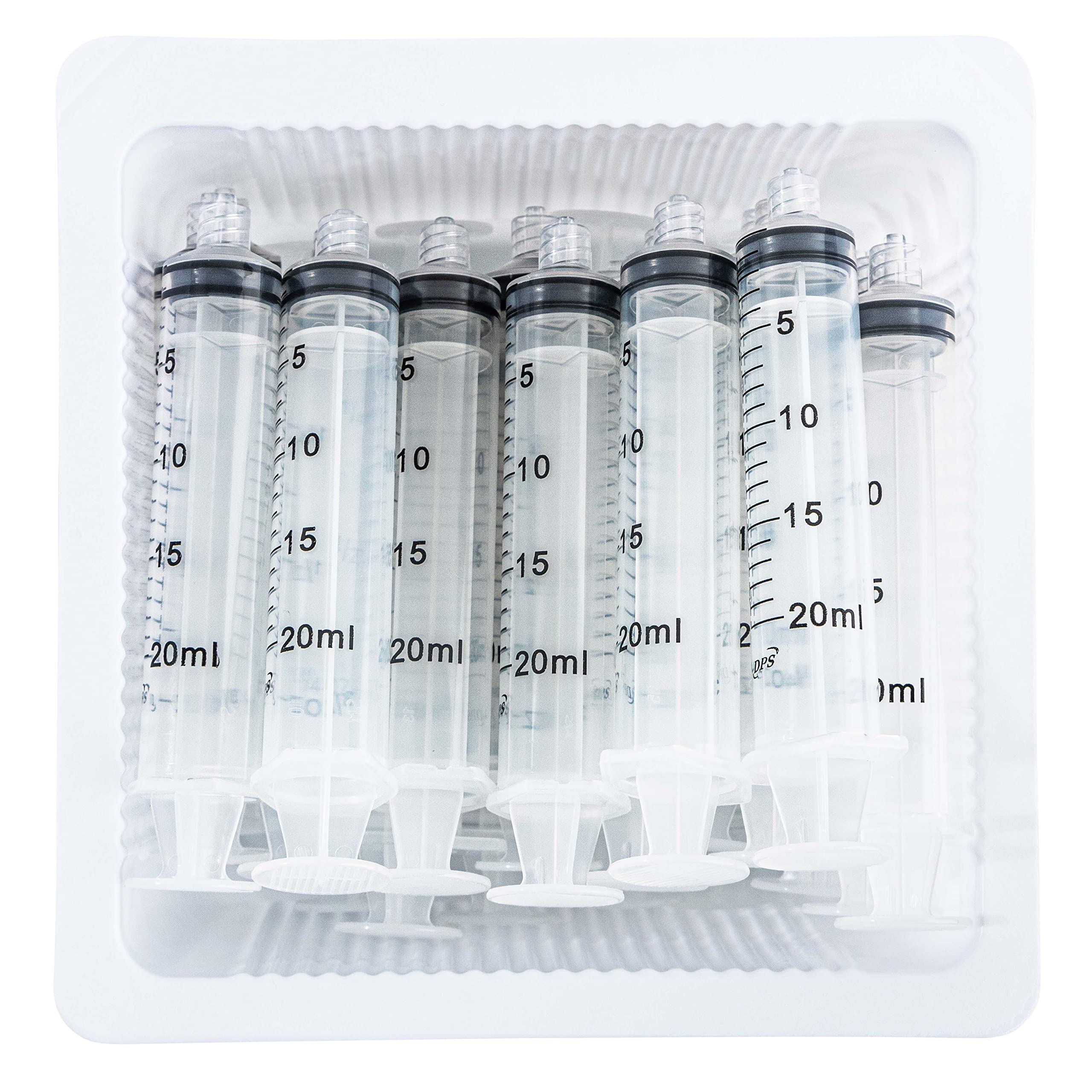 BH SUPPLIES 20ml Sterile Syringe with Luer Lock Tip, - (No Needle) - 150 DPS Syringes in Trays ( 7 Trays of 25)