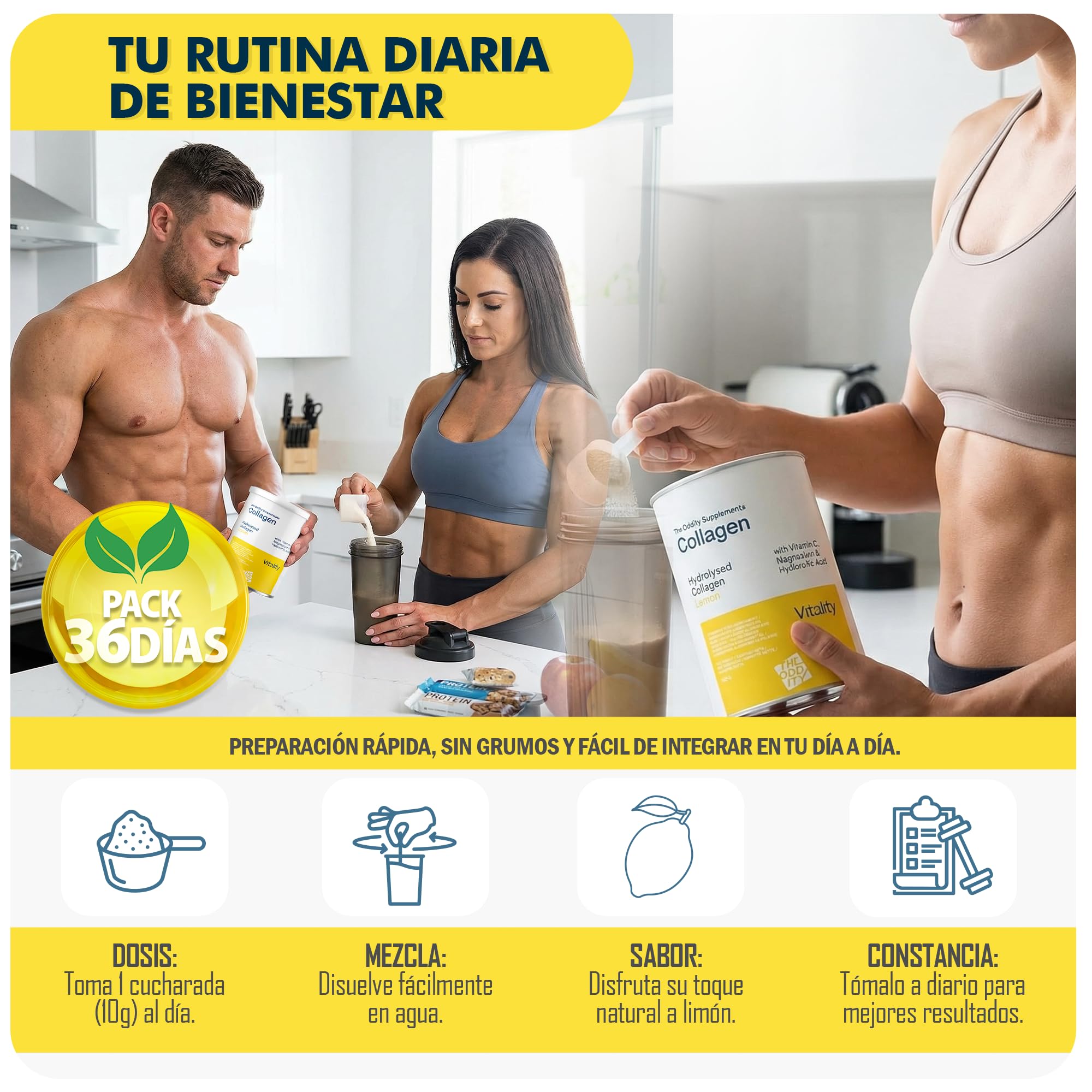 Kolagen morski z kwasem hialuronowym, witaminą C, biotyną i cynkiem | Hydrolizowane peptydy | Aminokwasy dla skóry, włosów, paznokci, ścięgien i więzadeł | Owoce leśne, 348 g | 60 dawek