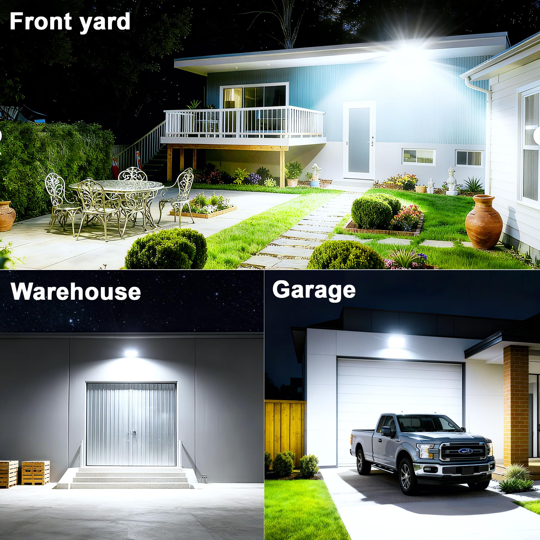 Foco LED Exterior 150W, 15000LM, 6500K Luz Blanca Fría, IP66 Impermeable No Regulable – Lámpara de Seguridad para Jardín, Garaje, Terraza, Patio y Almacén
