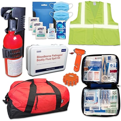 Rideshare Safety Kit - Recommended for all rideshare, car service, and taxi drivers to help keep occupants safe and healthy, with a fluid spill cleanup kit and PPE for sick drivers or passengers.