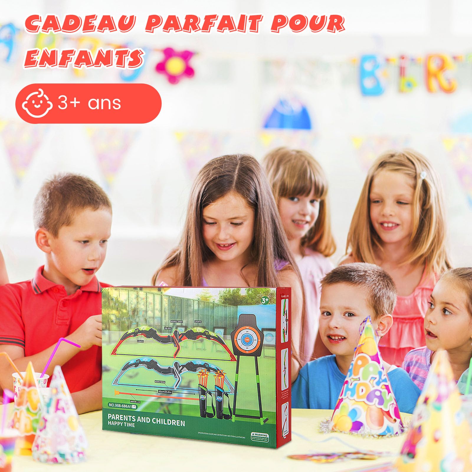 GOPLUS Arcs et Flèches Enfants, Ensemble Tir à l'arc à LED avec 20 Flèches à Ventouse, 2 Carquois, Cible détachable, Jeu de Tir Intérieur Extérieur pour Garçons et Filles 3 à 12 Ans