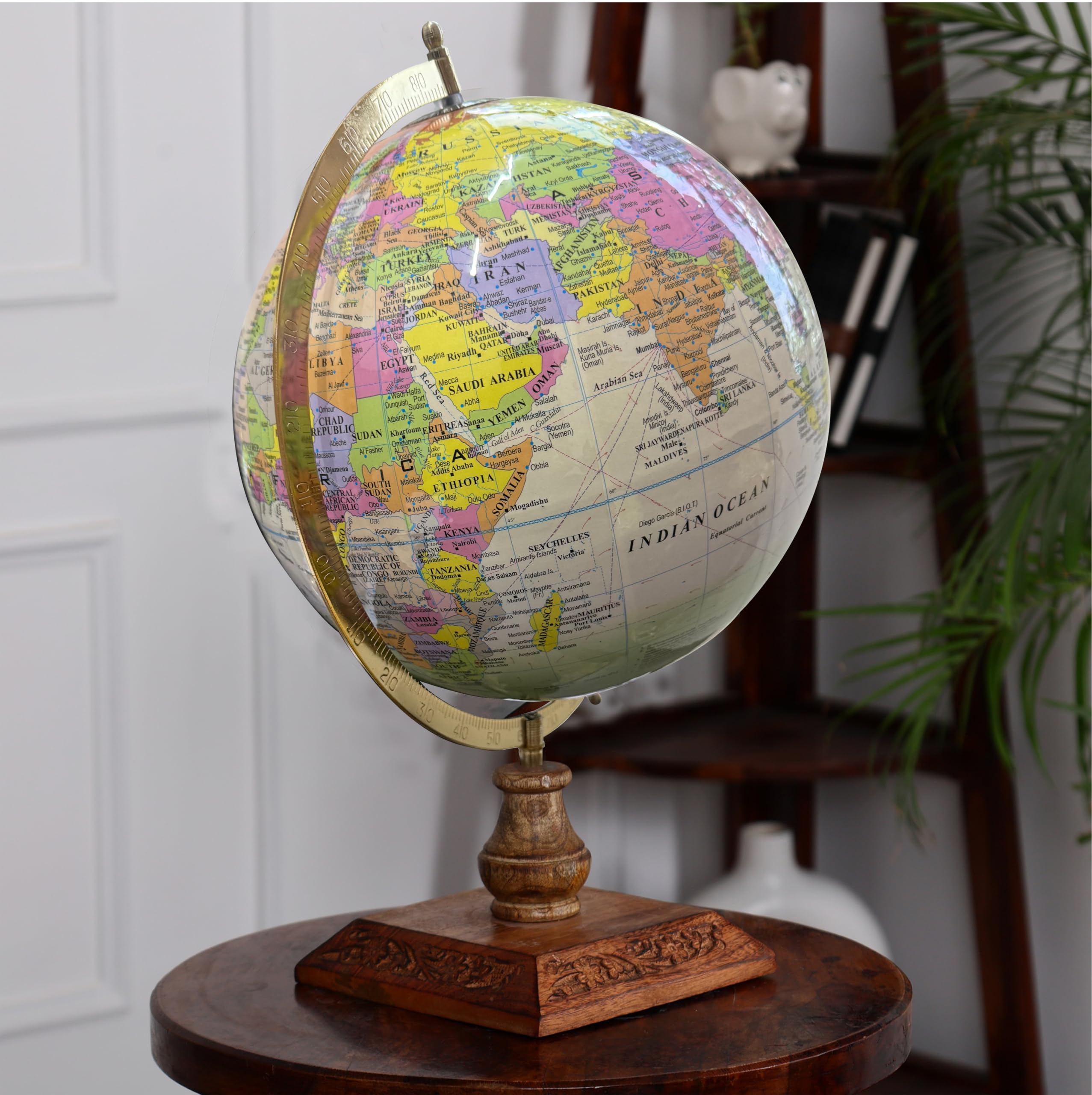 GLOBE DADDY Rotating World Globe 12 Inch with Metal Arc and Wooden Stand for Home Décor, Office Decor and Decorations items, Birthday, Party Gifts and Anniversary.(tiranga) 2