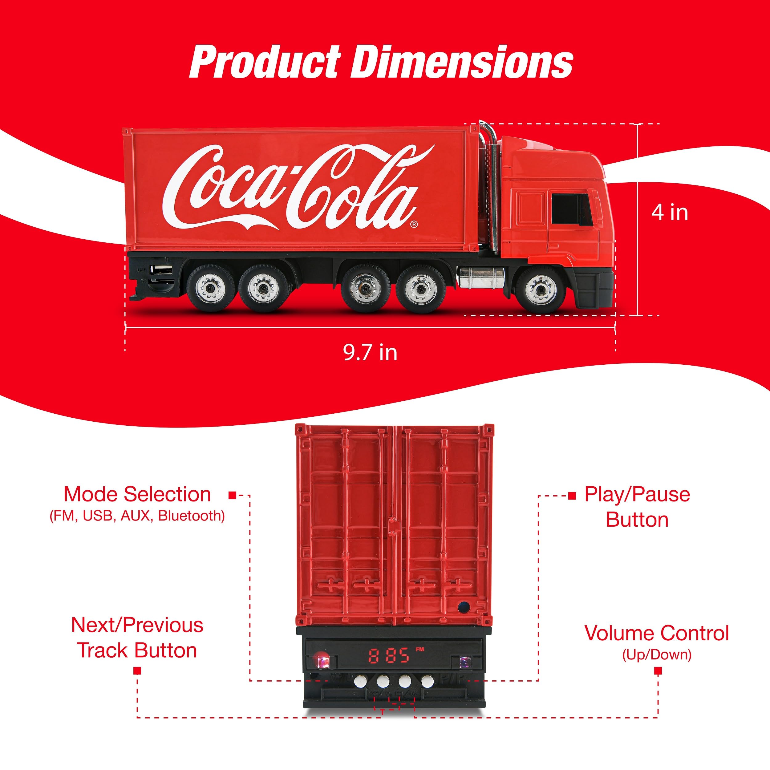Coca-Cola Truck Replica Bluetooth Speaker with Deep Bass | USB