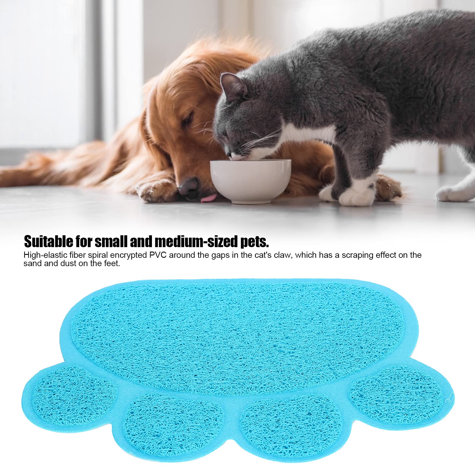Katzenstreumatte wasserdicht urinfest Krallenform rutschhemmend als Katzentoiletten Unterlage Futternapf Set und Pfotenreiniger
