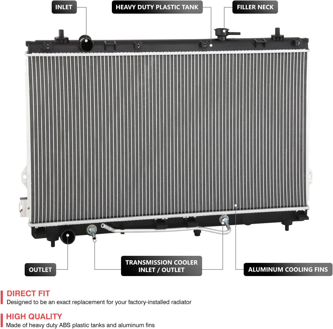 DNA MOTORING Front Fatctory OE Style Radiator Compatible With Sedona 2011-2014, 13393, OEM-RA-13393
