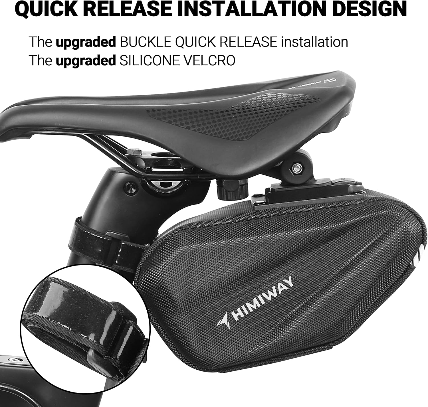 Himiway Bike Saddle Bag - EVA Hard Shell Seat Bag with IP65 Waterproof, Rear Rack Quick Release Design, Reflective Strips, Fits Most Bike Seats