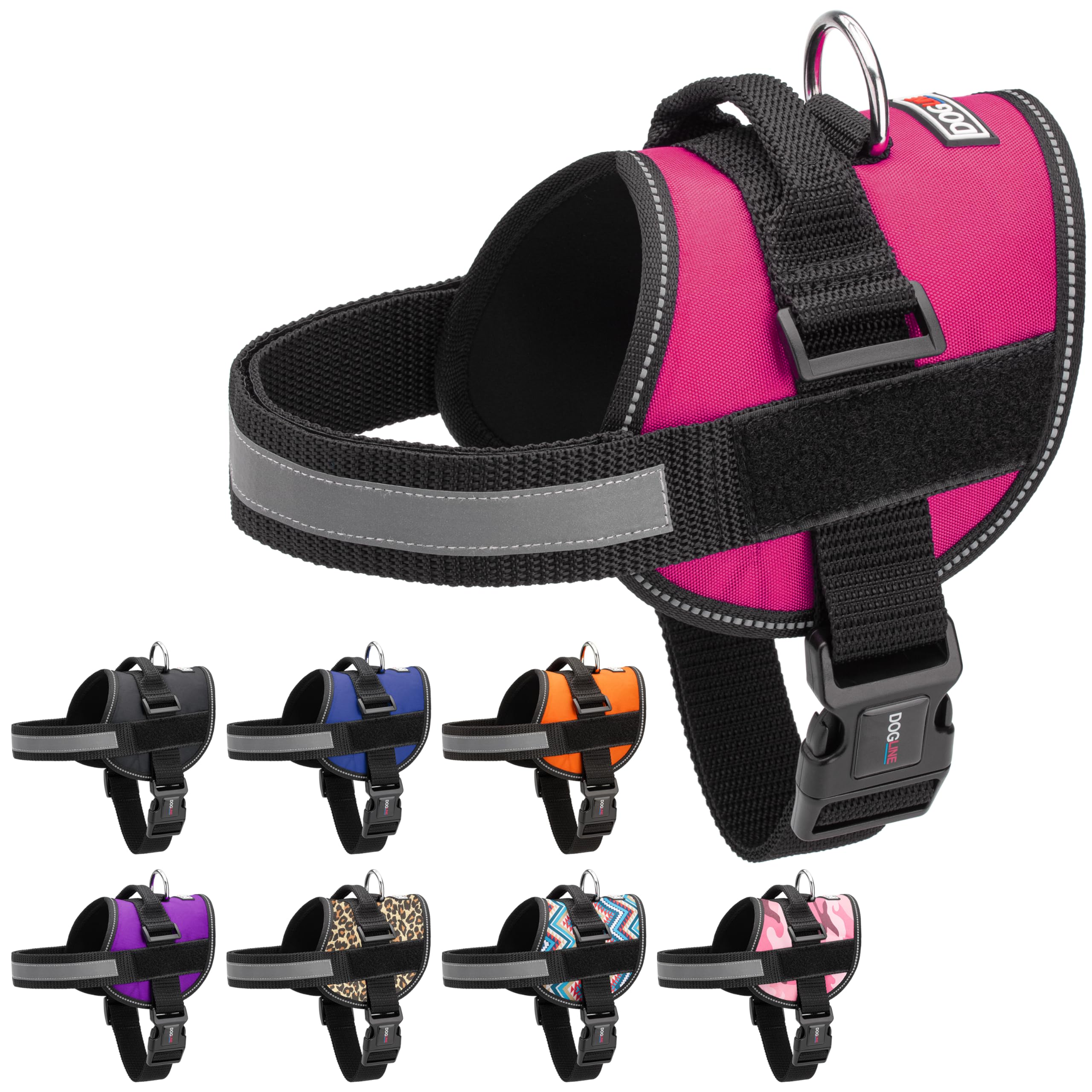 Dogline Dog Harness, Reflective No-Pull Adjustable Vest with Handle for Walking, Training, Breathable, No - Choke Harness for Small, Medium or Large