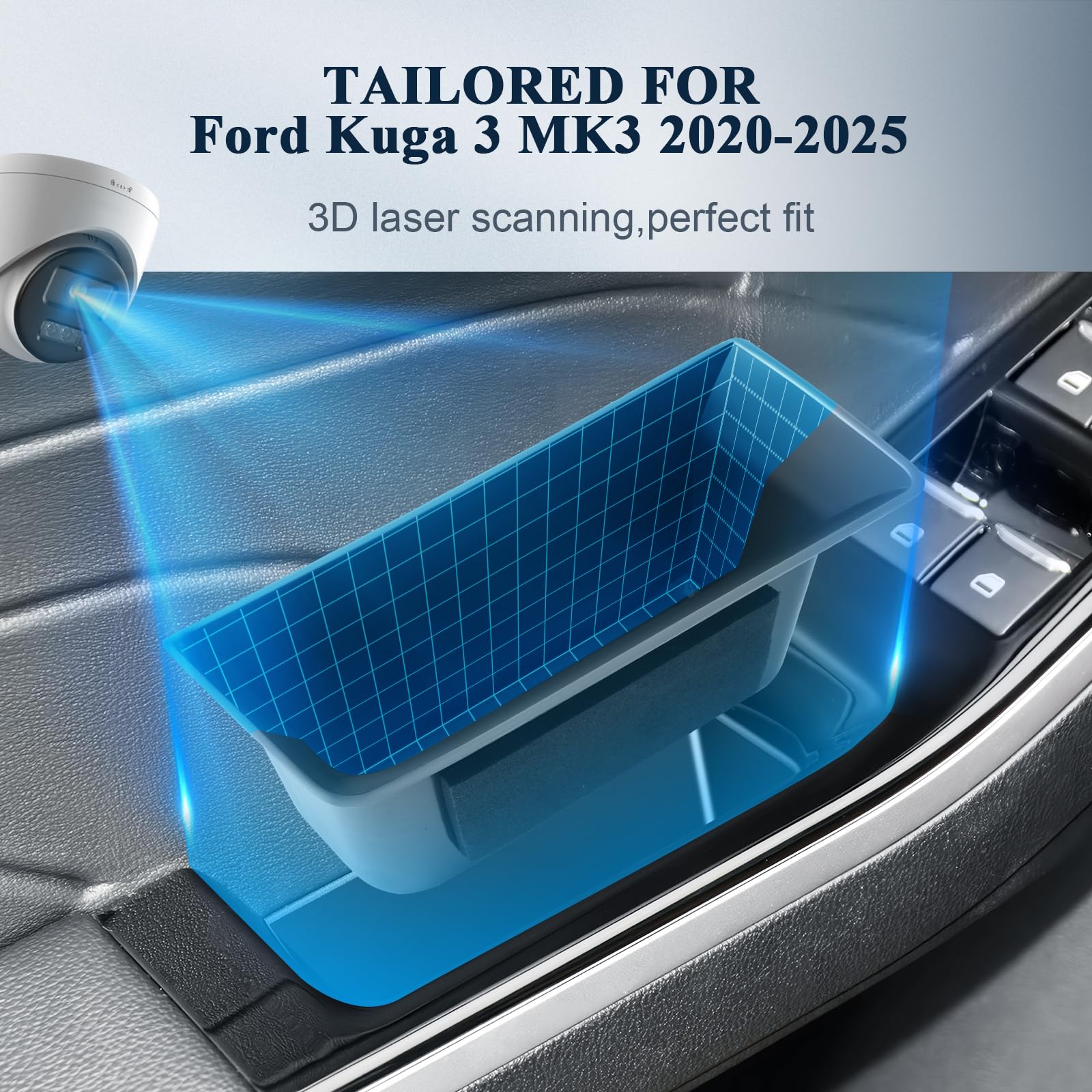 BIBIBO Półka na klamkę drzwi, kompatybilna z Ford Kuga 3 MK3 2020-2025 – zestaw 4 praktycznych pudełek do przechowywania do drzwi samochodowych, organizer do Kuga, Kuga MK3 ST-Line akcesoria (4 sztuki