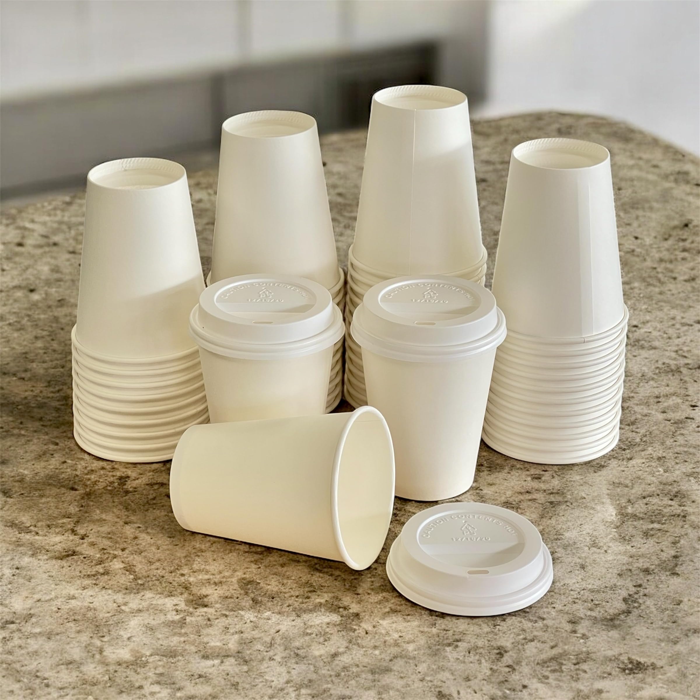 HOT BARGAINS 500 x 12oz Single Wall Paper Cups with Reusable Lids | Premium Disposable Coffee Cups for Hot & Cold Drinks | Eco-Friendly Tea Cups for Café, Party & Takeaway Use (12oz, 500, Count)