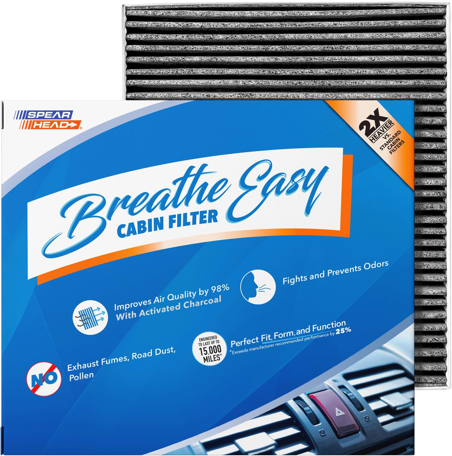Spearhead Odor Defense Breathe Easy AC & Heater Cabin Filter | Fits Select 2010-2022 Buick, Cadillac, Chevrolet, Saab Like OEM | Up to 25% Longer Lasting w/Activated Carbon (BE-775B)