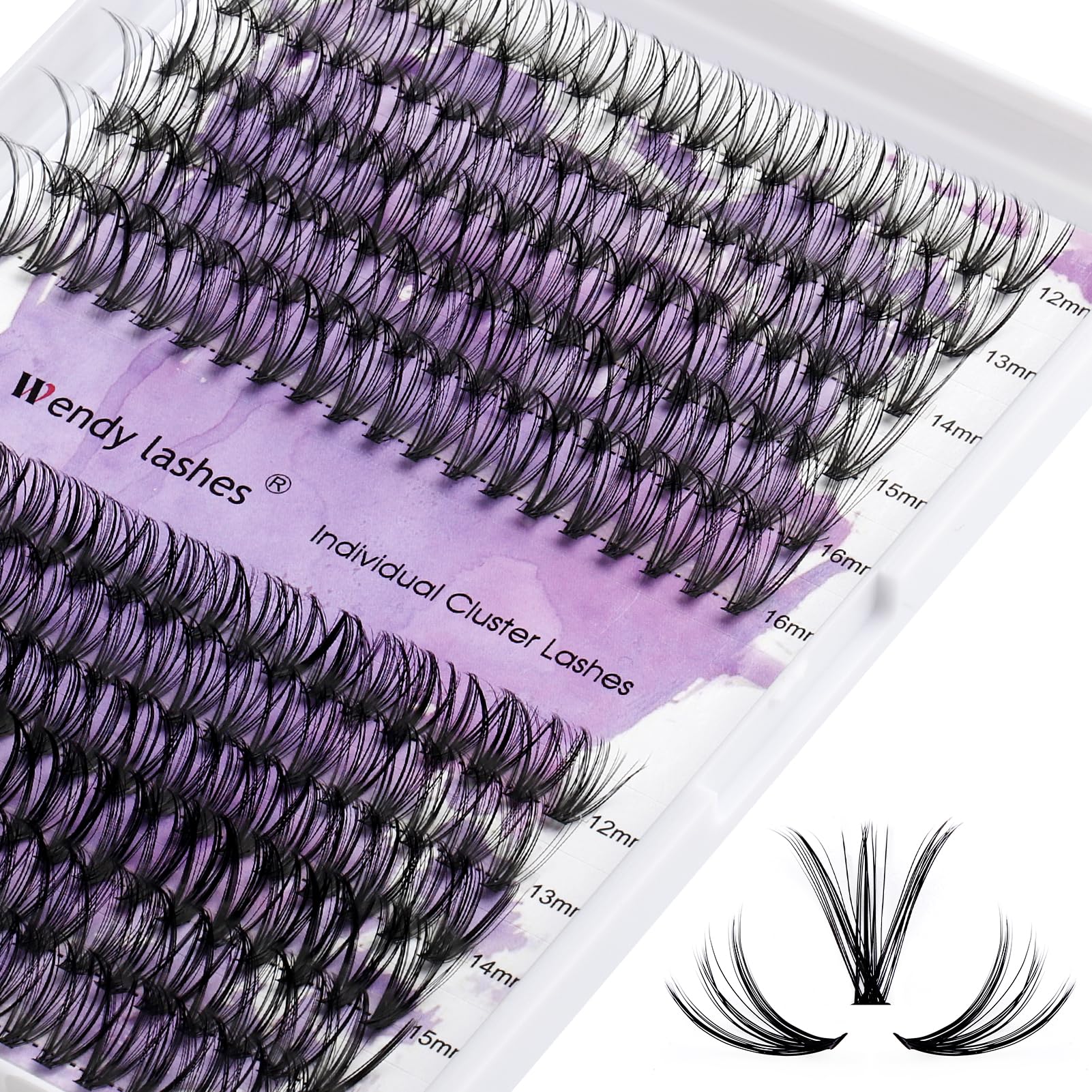 WENDY Pestañas Postizas Individual D Curl 0.07mm Mix 8-16mm Cluster Lashes 3D Effect Extensión de Pestañas Professional DIY(C3-D-816) — view 9