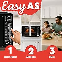 Vista 9 de Gourmia Combo de freidora de aire para horno tostador 17 preajustes de cocción 1700W puerta francesa horno freidora de aire digital accesorios