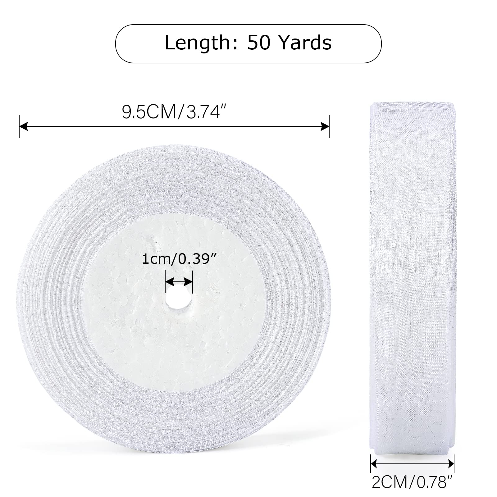 jijAcraft 20mm White Organza Ribbon: 45m Sheer Organza Chiffon Ribbons Craft Ribbons Gift Wrapping Ribbon for Weddings Crafts Gift Bows Party Christmas Decorations - Image 2