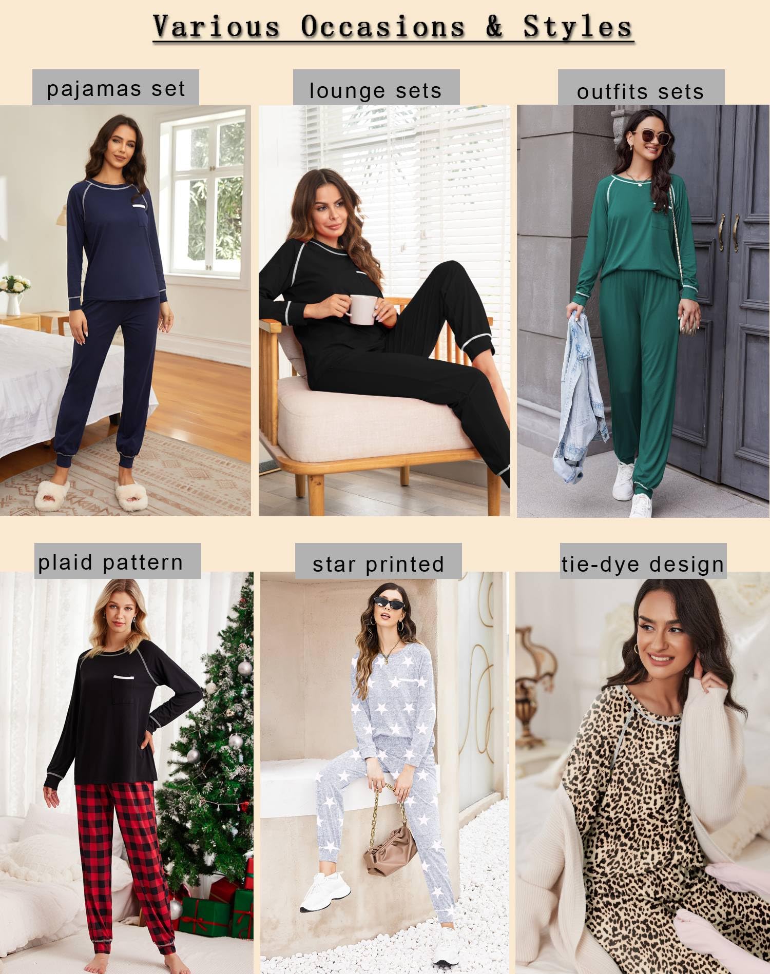 Ekouaer Casual Juego de Pijama para Mujer