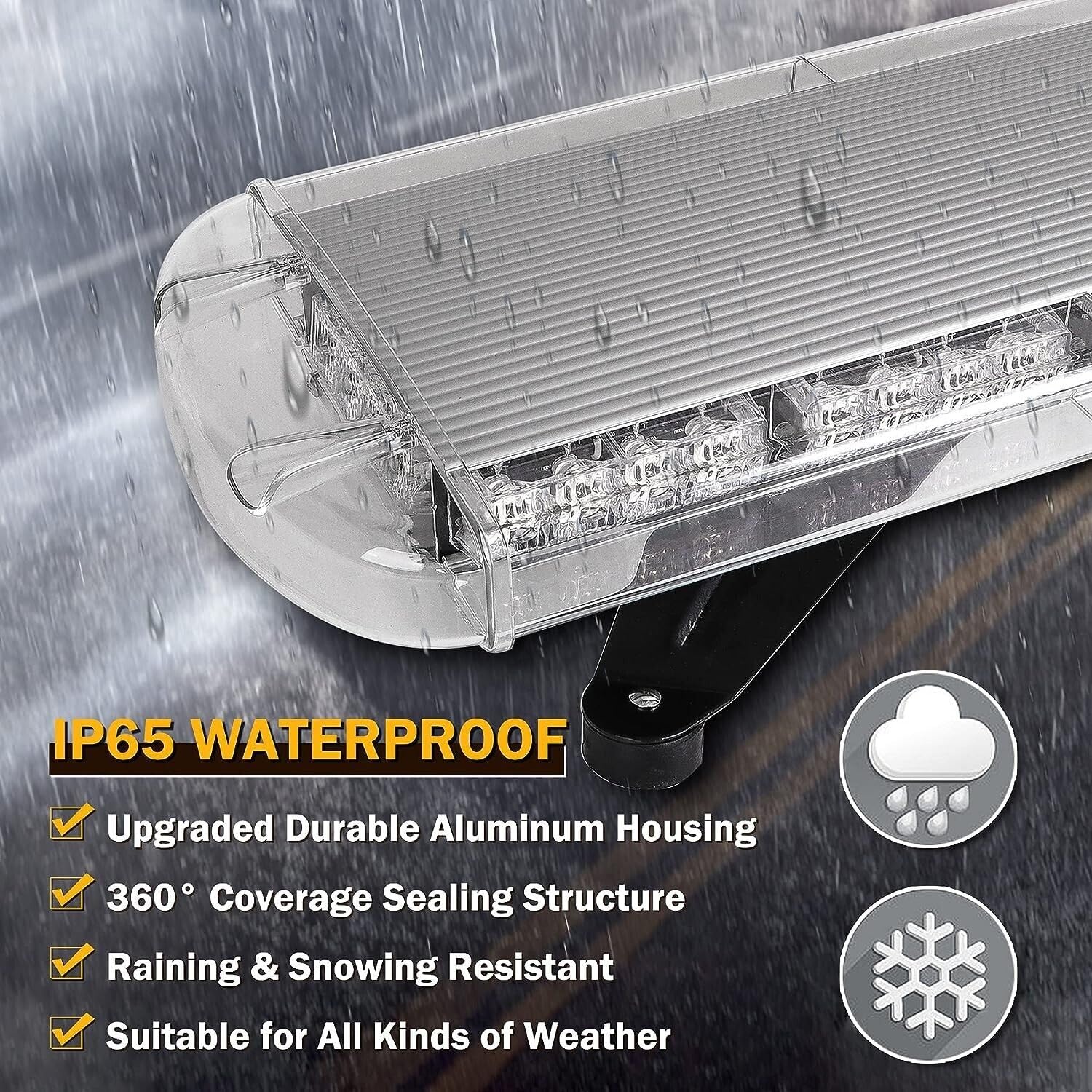 72 LED Barra Luminosa Stroboscopica di Emergenza Luce di Аvvertimento Per Tetto Auto 15 Modalità di Lampeggiamento Impermeabile con Accendisigari da 4,3 m 12V 24V