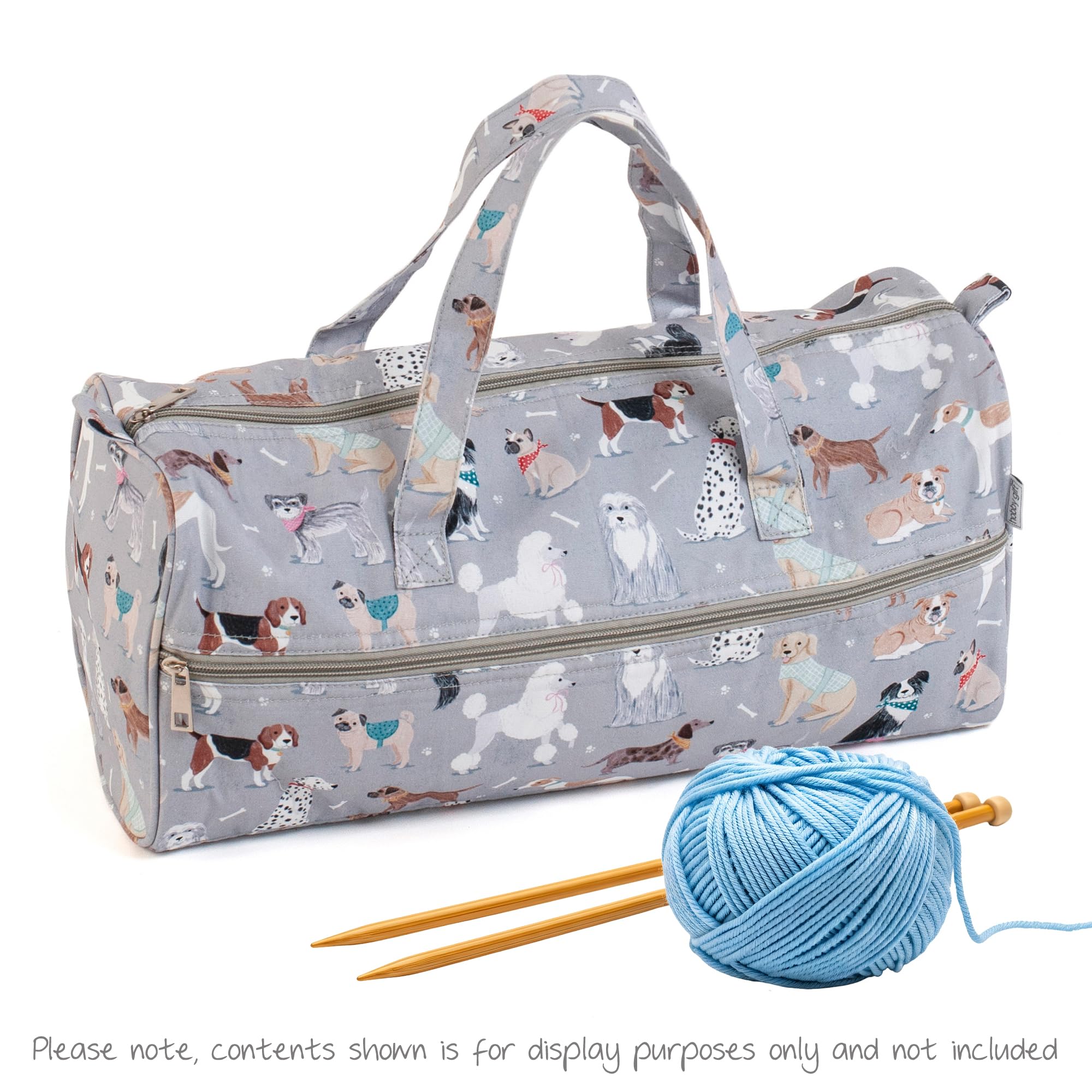 Hobby Gift Borsa Media per Maglia con Zip Frontale a Lunghezza Intera, Borsa Organiser per Uncinetto e Lavori a Maglia con Scomparti per Filati e Accessori