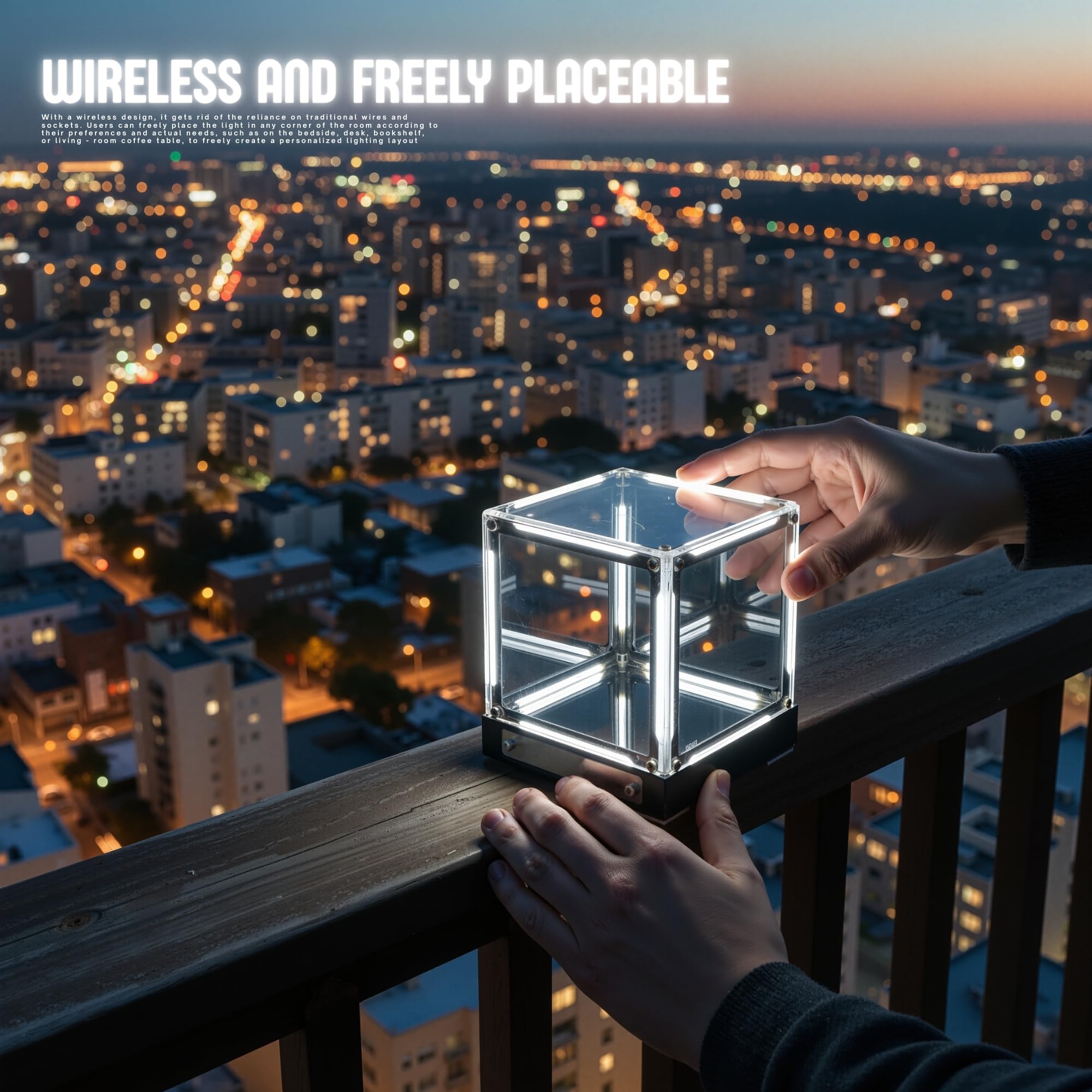 Infinity Hyper Cube Spiegellicht, LED-Abyss-Effekt, Schreibtisch-Nachtlicht, wiederaufladbar, Acryl, einfarbig, Ambiente-Gaming-Licht, One-Touch-dimmbar, für Spieltisch, Gamer, Dekoration