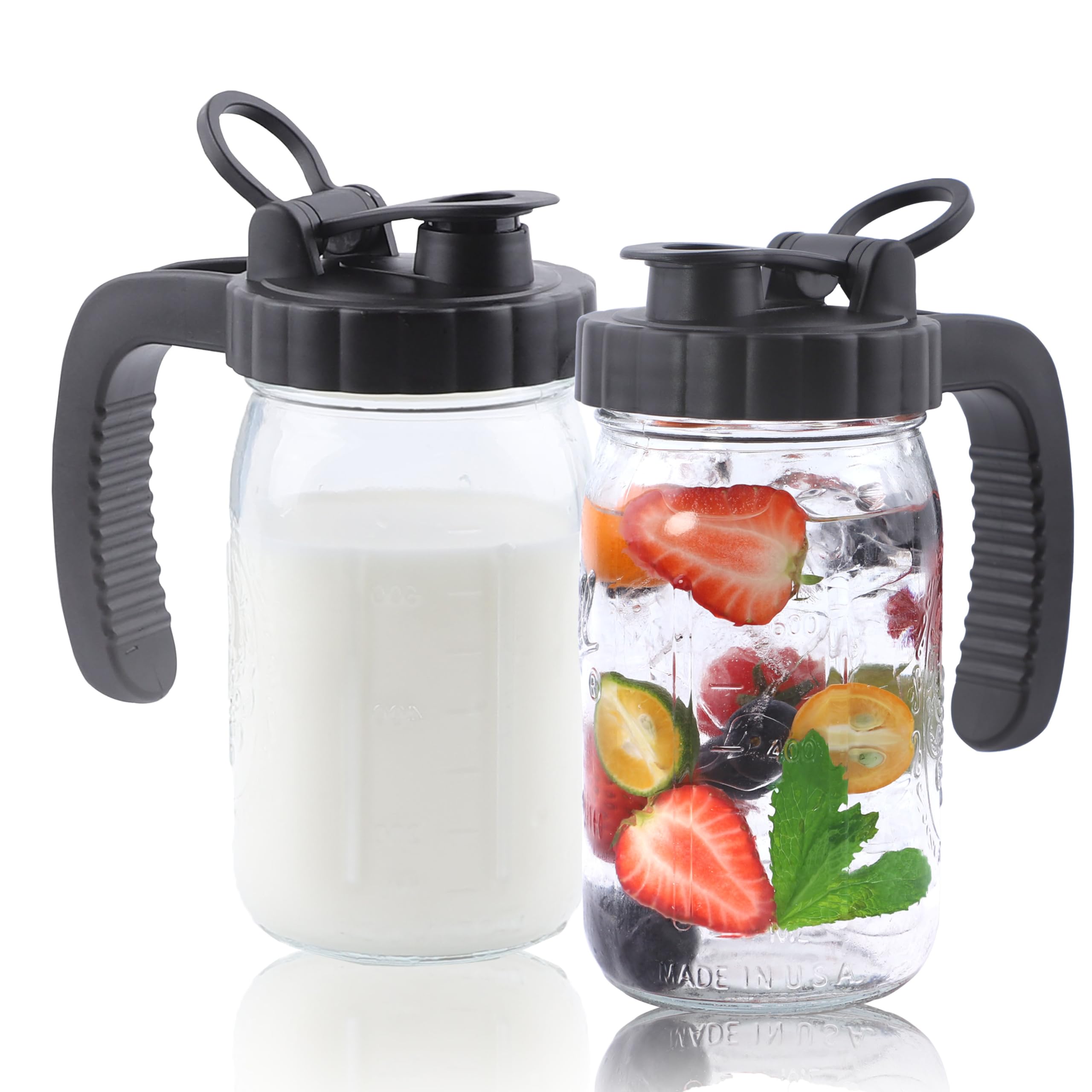 GMJYAN Mason Jar Pitcher With Pour Spout Lid 2-Pack