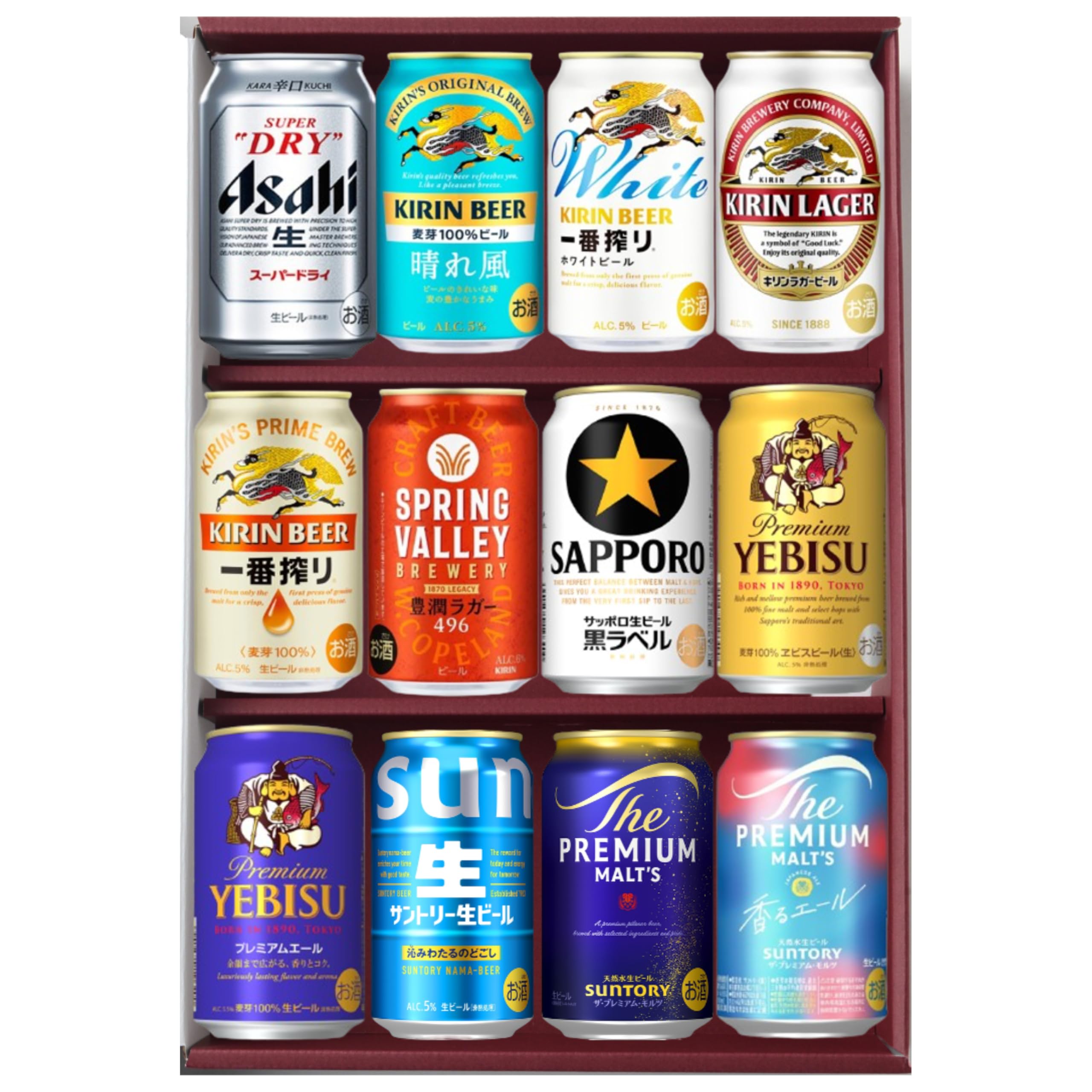 Amazon.co.jp: 【ギフト】国産ビール 飲み比べ 350ml 12缶 ギフト