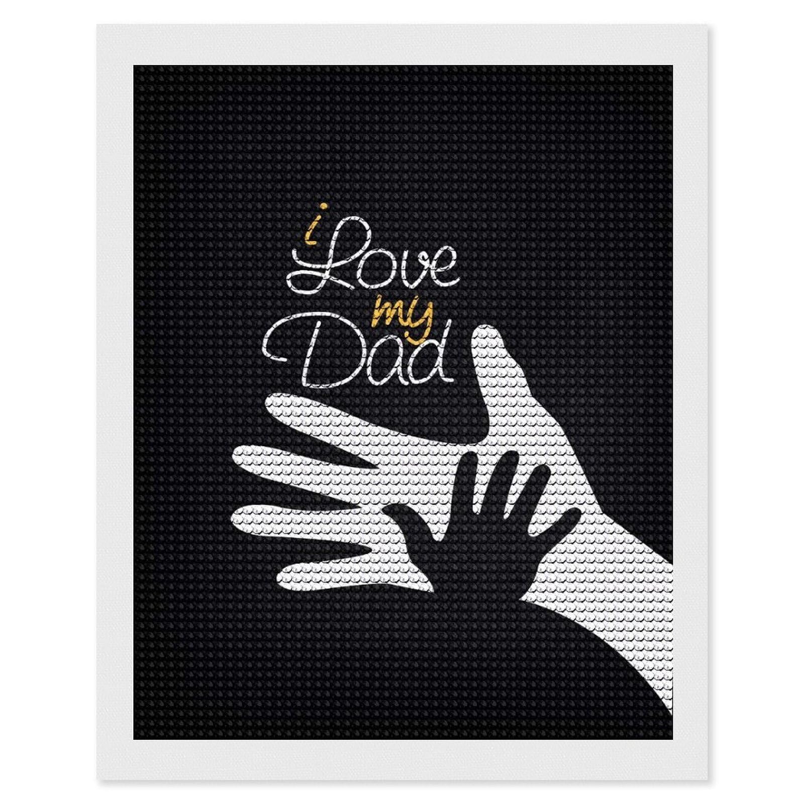 Junmoney Dad Family Quotes Diamond Painting Set 16"x20", for Beginners, Modern Decor, Simple to Start, Gift Idea, Pleasing Wall Art Project